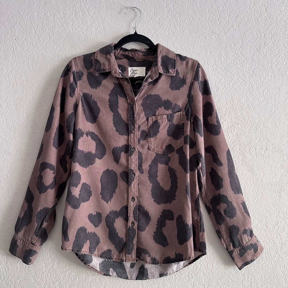 Leopard Print Button-Up Shirt